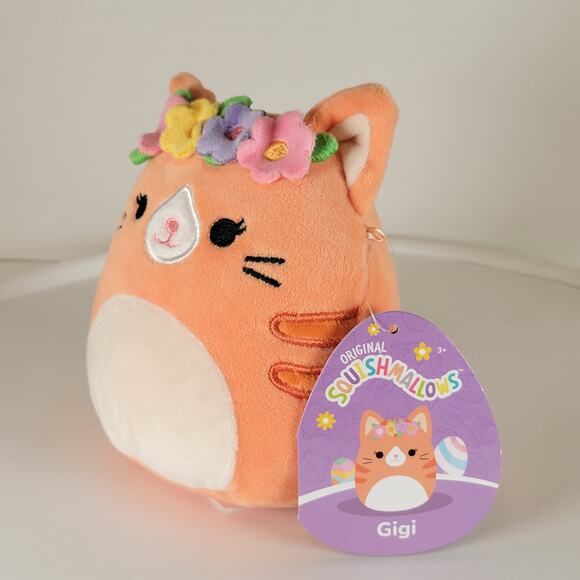 Squishmallows Gigi Cat Plush 5" Orange Flower Crown Kellytoy Jazwares Stuffie - Picture 2 of 14